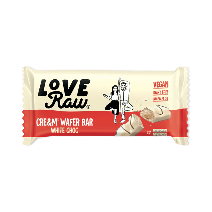LoveRaw Cream Wafer Bar White Choc 43g